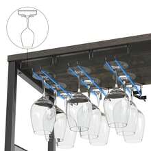 Mueble Bar de Vino 3 Niveles con Estante para Copas y Almacenamiento Multifuncional para Sala y Comedor - Café integral - Ver 5