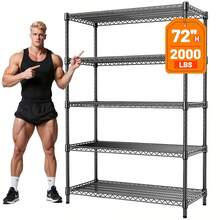 M MZG 2000 Lbs Heavy Duty Adjustable Metal Shelving Unit, 5-Tier Black Storage Shelf Multi-Use For Garage, Pantry, Kitchen, Warehouse, Basement, Closet – 17.7" D X 47.2" W  X 72" H - Kệ 5 tầng màu đen, kích thước 17.7" D x 47.2" W x 72" H - Xem 1