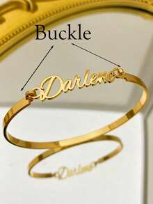 Customized Clasp Name Bracelet, 18K Gold Plated Stainless Steel Waterproof Bracelet, Punk Heart Romantic Personalized Gift For Summer - As Shown - View 13