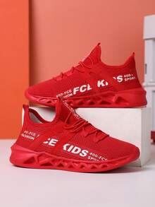 Kids Boys' New Mesh Breathable Children Sports Shoes Casual Shoes, Fashion Comfortable Soft Bottom Non-Slip Lightweight Big Kids & Teenagers Running Shoes - Red - View 5