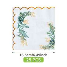 Green Leaf Trim Minimalist Disposable Plate, Napkin, Cup Set, Serves 8 Guests, Suitable For Birthday, Wedding, Theme Party, Family Picnic - Multicolor - View 6