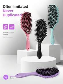 1支定型梳，空心梳，沙龙级美发按摩气垫梳，防静电卷发造型梳，用于梳理打结头发、按摩头皮，可在浴室、梳妆台上使用，男女皆宜。 - 彩色 - 查看 3