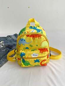 Cartoon Dinosaur Nylon Cute Backpack - Yellow - View 4