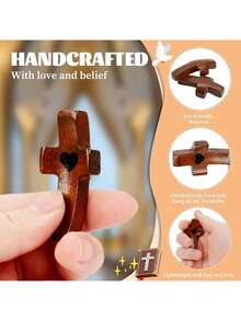 5pcs/1pc Thumb Cross, Handheld Amulet, Heart-Shaped Cross, Cross Ornament, Stress-Relieving And Inspirational Gift, Prayer Ornament/Festive And Party Supplies - Multicolor - View 2