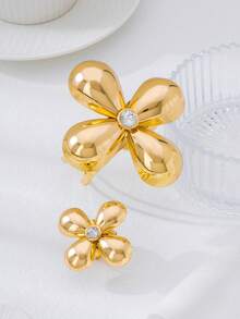 优雅百搭的几何水滴形水钻手链戒指首饰套装，适合正式场合和送礼。 - 金黃色 - 查看 5