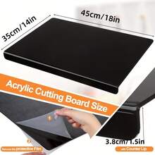 Acrylic Cutting Board With Lip Non Slip 18 X 14 Inch Clear Cutting Board Chopping Acrylic Countertop Protector Cover Shatter Resistant For Home Restaurant Kitchen Sink Stove - màu đen - Xem 2