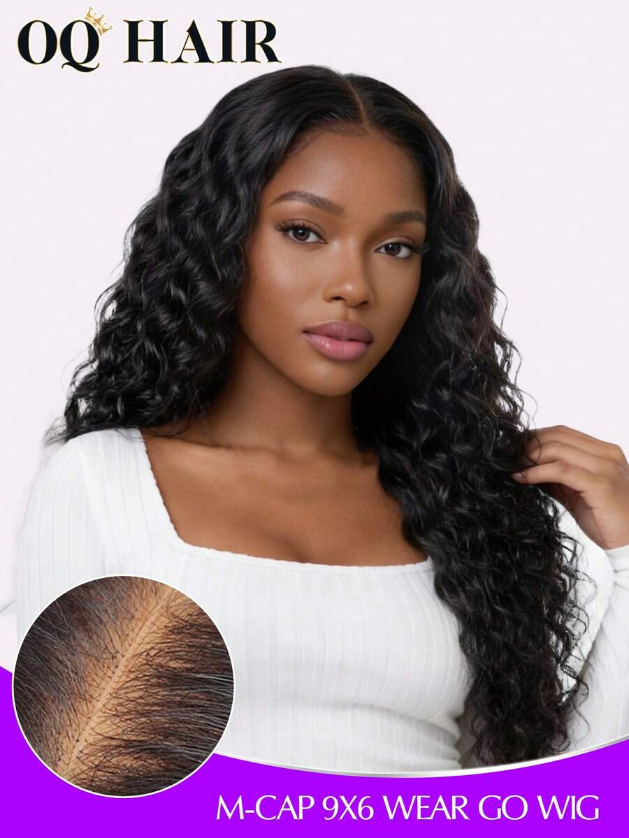 OQ Hair M-Cap 水波纹预剪 9x6 透明蕾丝漂白发结免胶佩戴假发 200% 密度 16-28 英寸真人发丝 细小发结 预拔发际线 无需胶水 自然色 适合新手 日常佩戴 自然美观 适合办公室 派对 千禧风 度假装扮 户外角色扮演 校园 学校 假期 派对 婚礼 节日 情人节礼物 女士 - SNatural - 查看 1