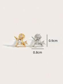 1pc Fashionable Elegant Diamond Star Stud Earrings, Suitable For Women's Daily Wear - Star - View 4
