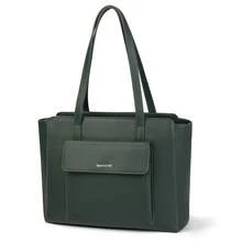 NEWHEY Fashionable Tote Bag, Unisex High-Quality PU Leather Large Capacity Work Tote Bag With Zipper, Waterproof, Elegant Handbag, Anti-Theft Wallet, Travel, Casual, Business, Lightweight - Multicolor - View 3