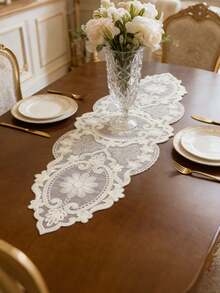 HXARTMIS 1pc Elegant Beige Embroidered Table Runner, Modern Table Decor, Polyester Tablecloth Suitable For Dining Table, Coffee Table, Vanity, Small Appliances, Weddings, Parties, Holidays, Celebrations, Halloween, Christmas, Size: 15.7*37.4/43.3/64.9inch - Beige - View 7