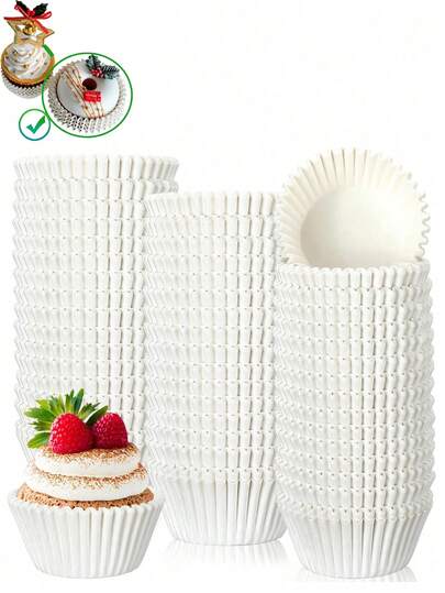 100个/特大号白色纸杯蛋糕衬垫，烘焙纸杯，无异味，非常适合派对、节日、家庭厨房、DIY美食聚会。