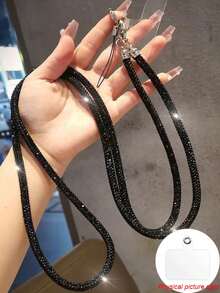 Cordón para teléfono de lujo con cristales y rhinestones para el Día de San Valentín 2026, viene con un pequeño tapete de regalo, adecuado como accesorio de teléfono para el Día de la Madre, reuniones familiares, cumpleaños de amigos, festivales, etc. Esta cadena para colgar el teléfono está diseñada para ser duradera y no romperse fácilmente. (Debido a las diferencias en el ángulo de disparo y la iluminación, puede haber ligeras diferencias de color. Prevalecerá el producto real.) - Negro - Ver 11