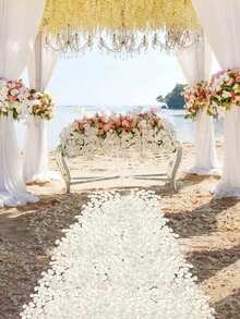 1000片人造丝玫瑰花瓣，适用于婚礼、红色玫瑰花瓣、玫瑰花瓣装饰、永生玫瑰花瓣、求婚玫瑰花瓣、浪漫婚礼装饰（适合情侣和新婚夫妇）、礼盒填充物、浪漫烛光走道装饰、婚礼走道花瓣、婚礼装饰、派对花瓣、烛光派对玫瑰 - 米色 - 查看 2