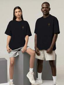Camiseta Unissex Gospel 100% Algodão – Estampa Cristã | Fé, Deus, Jesus, Versículos Bíblicos | Moda Evangélica, Streetwear Cristão, Louvor e Adoração | Roupas para Cultos e Eventos | Presente Perfeito para Cristãos - Preto - Visão 4