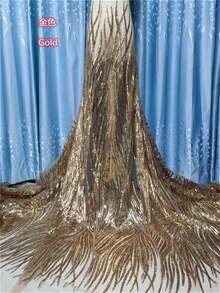 5 Yards/1 Yard High Quality Red African Swiss Voile Embroidered Mesh Lace Fabric, Suitable For Sewing Party Dresses, Blue - A - View 9