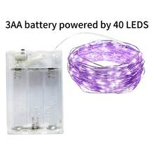 2m 20 LEDs, 3m 30 LEDs, 4m 40 LEDs, 5m 50 LEDs AA Battery Powered Fairy Lights, Suitable For Wedding, Holiday, Bedroom, Party, Ambiance, Bedside, Room, Decorative Lighting - Purple - View 10