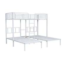 [30544849SAA] Letto a castello triplo con scaletta per bambini e ragazzi, letto in ferro con sponda di  e tavolo, nero 90x200cm*3 - Bianco - Visualizzare 8