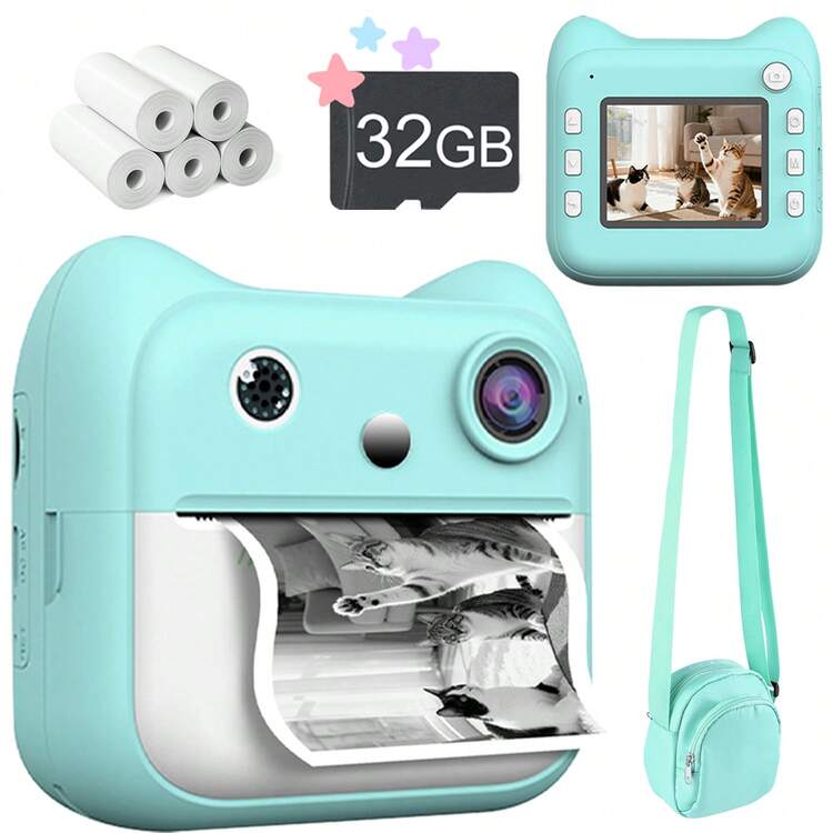 1080P Digital Camera With Instant Print, Video Recording, And Sketchup Printing Function, Comes With Film Roll, Suitable For Children Aged 3-13, Birthday Gift, Made In China - Two Color Options, Allows Coloring With Friends To Create Unique Photos, Capture Memorable Moments, Best Creative Gift For Couples, Friends, And Family On Valentine's Day, Christmas, Birthday, Party (1300mAh Rechargeable Battery) - Multicolor-a25 - View 20