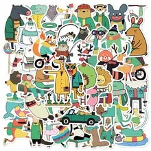 50pcs Funny Animal Clipart Stickers Cute Cartoon Characters For Phone Case, Laptop, Water Bottle, Journal, Desktop, Waterproof Decals - Multicolor - View 9