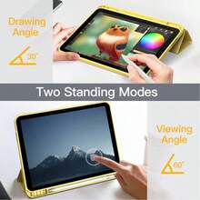 Skyddsfodral med stativ och pennfack för surfplatta, smart väcknings-/vilolägesfunktion, 2 betraktningsvinklar, fall- och reptålig - Gul - Visa 7