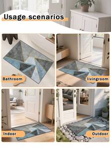 1pc Outdoor Anti-Slip Mat, Geometric Print Indoor Carpet, Bathroom Mat, Kitchen Mat, Decorative Carpet, Soft & Comfortable Multi-Purpose Carpet, Machine Washable For Kitchen, Indoor, Outdoor, Entrance, Bedroom, Home Decor - Grey - View 6