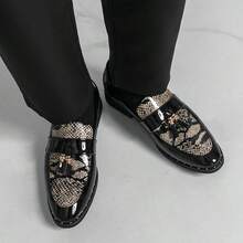 Formal Fashion Fish Scale Pattern Bohemian Tassel Loafers, Lightweight Men's Leather Shoes - Gold - View 8