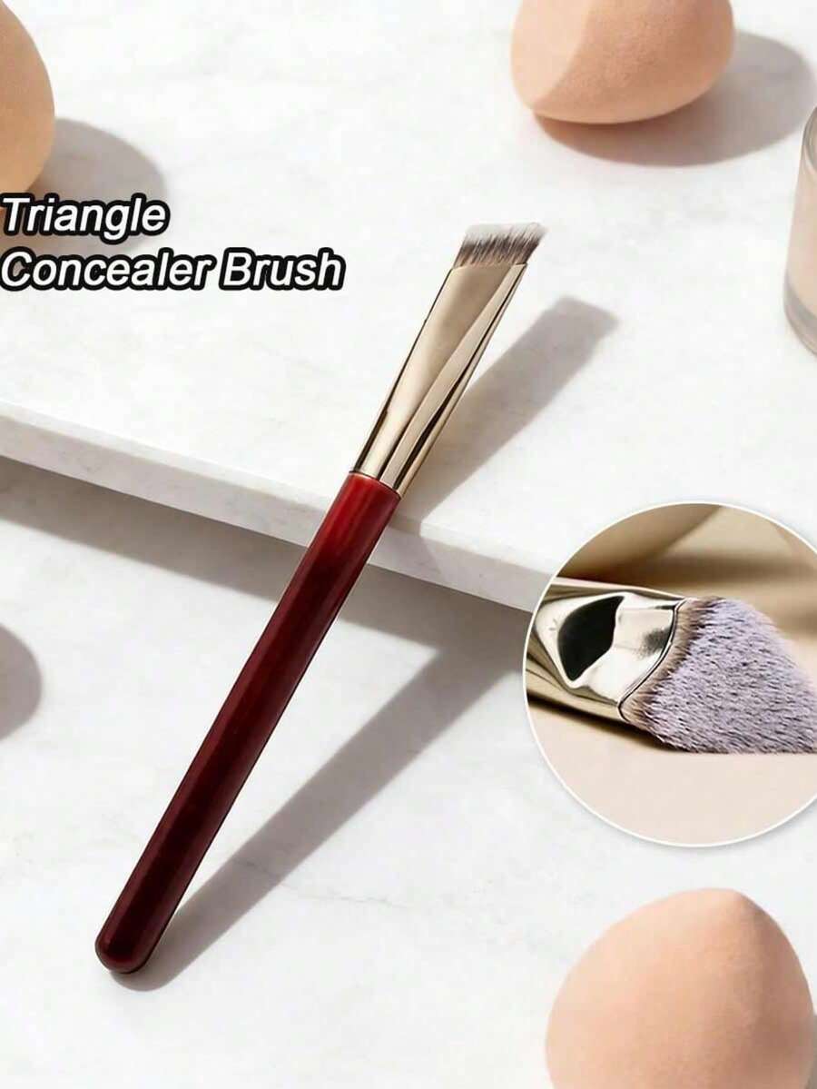 3pcs/Set Soft Makeup Brushes - Foundation Brush, Concealer Brush, Detail Brush, BB Cream Brush, Primer Brush, Convenient Portable Makeup Brush Set - Redwood - View 1