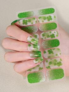 1pc St. Patrick's Day Nail Art Strip, Spring Green Nail Clovers Lucky Nail Wraps, Easy Application, Salon Quality, Nail Stickers For Women's Holiday Celebrations Nail Supplies Nails - Green - View 15
