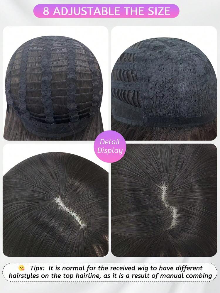 alicegarden 1pc Heat-Resistant Synthetic Wig, Black To Brown Gradient Middle Part Style, Fiber Material, Natural And Realistic, Perfect For Daily Wear. (Accessories Not Included) - Black-brown - View 10