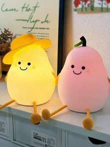 1pc Cute Pear-Shaped Touch LED Lamp With Color Changing Function, 7-Color Adjustable Soft Lighting Suitable For Bedroom, Ideal Birthday Gift, Bedside Decor, Rechargeable Battery, Charming Nightlight Design For Bedroom - Multicolor - View 4