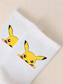 pokemon 宝可梦 1/3/5 双装可爱卡通印花透气柔软中筒袜，加固鞋跟和鞋头，经久耐穿，男女通用，四季皆宜 - 彩色 - 查看 2