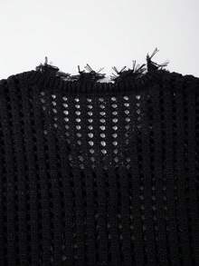 Graphic Letter Street Style Unisex Sweater Vest, Collegiate Minimalist Fashion Casual Pullover Short Sleeve Knit Top, Spring/Autumn - Black - View 9