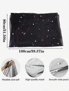 1Pc White Pearl Tulle Decorative Tablecloth,Boho Rustic Cheese Cloth Table Runner For Baby Shower Decoration Wedding Easter Summer Table Runner Baby Shower Family Decorations Gifts - Đen với ngọc trai - Xem 8