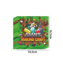 50件套我的世界主题生日派对一次性餐具套装，包括像素风桌布、纸杯、纸盘和刀叉 - 彩色 - 查看 7