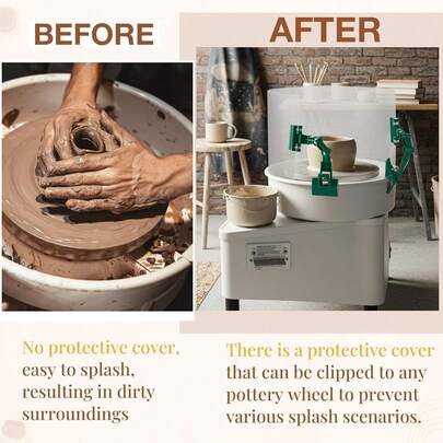Clay Screen For Pottery Tool 34x9 Inch Ceramic Splash Protection Shield With Mechanical Clamp Self Adhesive Dots Plastic Board Anti-Splash Embryos Shield For Pottery Wheel Forming Machine
