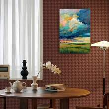 Framed Canvas Poster Print Wall Art 1pc Wooden  Canvas Painting, Meadow Landscape , Artwork For Office, Home, And Living Room Decoration A Halloween Christmas Gifts - Framed - 查看 4