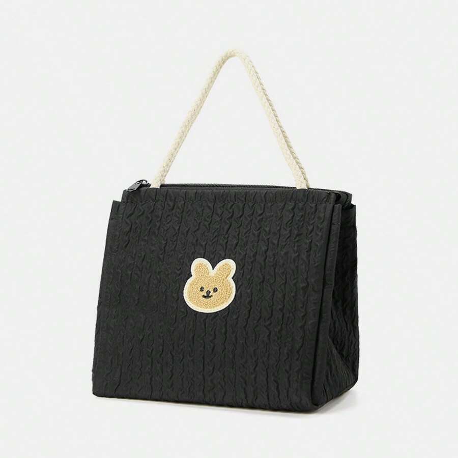 1个多功能妈妈包，轻便手提包，带刺绣设计，适合妈妈和宝宝使用 - 黑色 - 查看 1