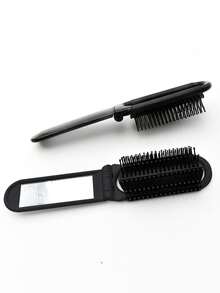 Espejo de maquillaje plegable 2 en 1 negro - Impreso con patrón de girasol y baya; Iniciales A-Z, esencial de belleza y viaje moderno, espejo de maquillaje con peine plegable, ideal para viajes y uso al aire libre, peine de doble propósito con cojín de aire y peine de masaje del cuero cabelludo. Para peluquería, salón de belleza, productos para el cabello, cuidado del cabello, accesorios para el cabello, kit de herramientas para el cabello, kit de herramientas para el cabello para peluquería, salón de belleza, hogar, viaje esencial - Multicolor - Ver 7