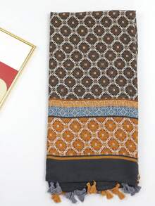1条女士时尚几何图案波西米亚风轻盈流苏围巾，适合约会、日常、派对、旅行、海滩、郊游等场合。 - 彩色 - 查看 7