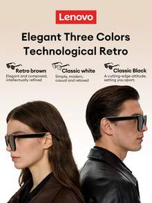Lenovo 联想GS106复古蓝牙眼镜，蓝牙6.0开放式设计，超长续航，灵敏触控，轻巧舒适，适合户外、办公、驾驶等场合，时尚配饰，兼容智能手机，馈赠佳品。 - 棕色的 - 查看 4