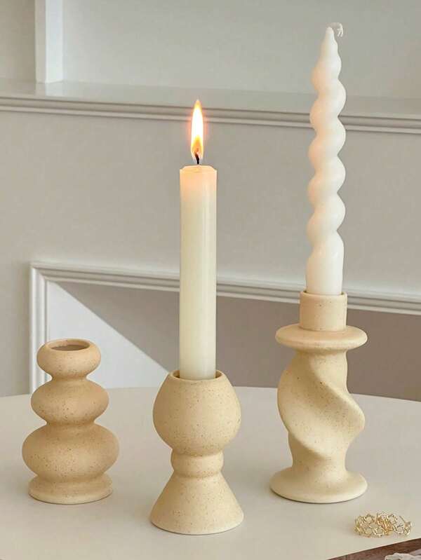 Castiçal de cerâmica minimalista retrô nórdico, suporte para vela de aromaterapia, decoração de mesa de jantar romântica europeia, material de resina