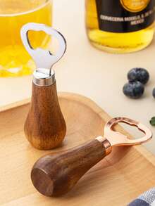 1pc Rosewood Beer Bottle Opener, Stainless Steel Bottle Opener With Wooden Handle, Modern Minimalist Beer Bottle Cap Opener, Multifunctional Soda Bottle Opener - Multicolor - View 3