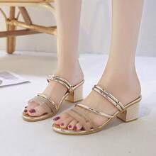 Sandalias de tacón alto para mujeres - Dorado - Ver 3