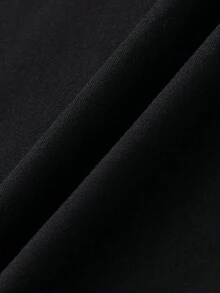 EARO 女士长款开衩紧身连衣裙，高端设计感，时尚休闲百搭，可作内搭或外穿，紧身褶皱小圆领短袖弹力迷你连衣裙，黑色，夏季优雅之选 - 黑色 - 查看 4