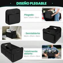 carrito organizadorCOREFUN Organizador de Cajuela Universal para Auto Caja de Almacenamiento Plegable Maletero de Coche con Multiple Compartimentos Bolsas Herramientas para SUV Carro  Compras y Camping Gris - Gris - Ver 3