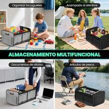 carrito organizadorCOREFUN Organizador de Cajuela Universal para Auto Caja de Almacenamiento Plegable Maletero de Coche con Multiple Compartimentos Bolsas Herramientas para SUV Carro  Compras y Camping Gris - Gris - Ver 7
