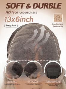 13x6蕾丝前置长直渐变棕色合成假发，适合日常、派对、化妆、舞会、情人节及其他场合。 - 彩色 - 查看 6