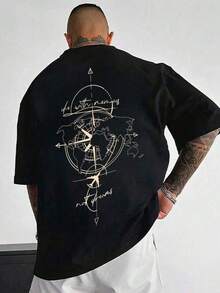 Men's T Shirts 1pc Men's Fashionable Printed Loose Fit Short Sleeve T-Shirt  Exquisite Design  Summer Essential  Easy To Match, Showcasing Your Style Men's Casual Print Round Neck Short Sleeve T-Shirt Standard Fit T-Shirt For Men - Black - View 8