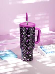 Meoky 40oz Tumbler with Handle and Straw, Insulated Cup, Vacuum Insulated Water Bottle, Tumbler with Lid and Straw, Insulated Stainless Steel Travel Mug, 100% Leak-proof, Keeps Cold for 34 Hours or Hot for 10 Hours - 黑色 - 查看 2