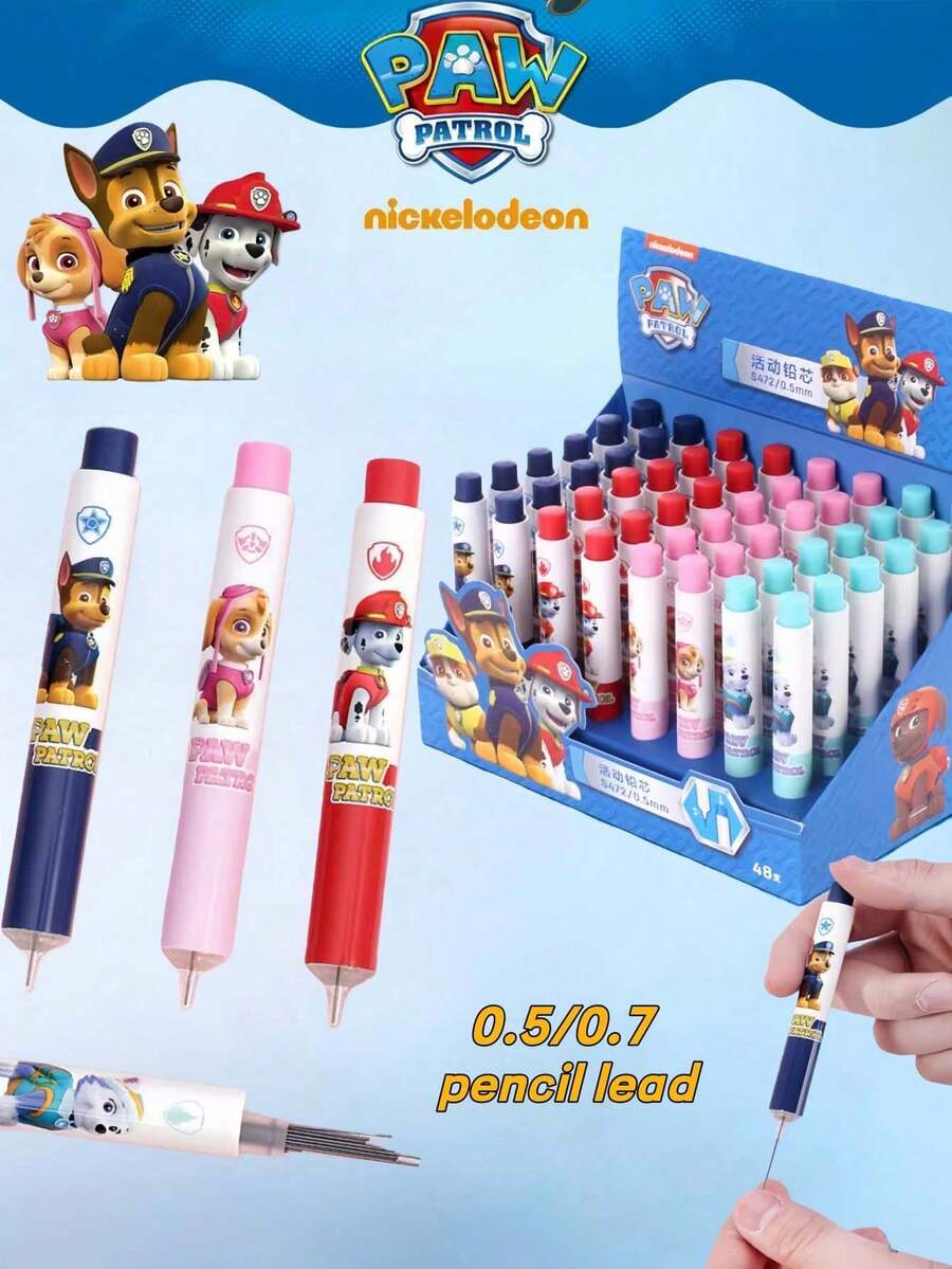 Paw Patrol 20支/套汪汪队主题自动铅笔芯，0.5mm，趣味创意学生文具套装，多种角色和颜色可选，奢华风格（每套包含20支铅笔芯），办公及签名用品，馈赠家人、朋友和同事的绝佳礼物 - 隨機 - 查看 1